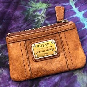 Brown leather Fossil zipper pouch style wallet